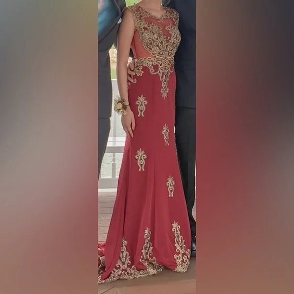 Dresses | Red Embroidery Prom Dress Burgundy | Poshmark
